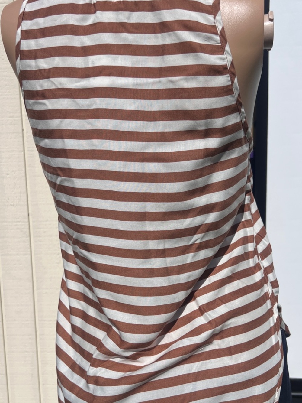 Brown & White Striped Tank Top | Casual Sleeveless Blouse - Picture 6 of 7